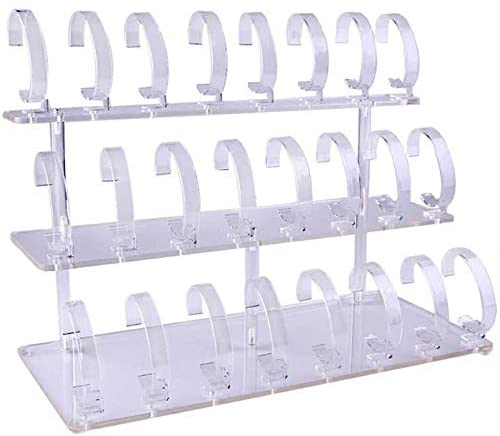3-Tier Watch Stand Holder Removable 24 Acrylic Watch Jewelry Display Rack Watch Frame Watch Holder (Clear)