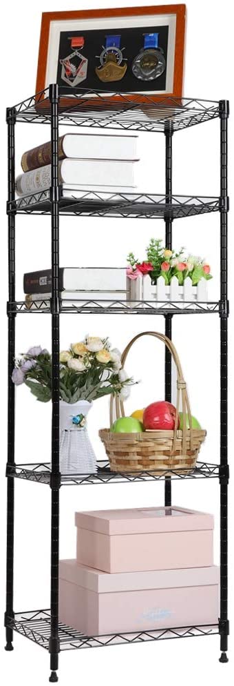  YOHKOH 5-Wire Shelving Metal Storage Rack Adjustable Shelves for Laundry Bathroom Kitchen Pantry Closet
