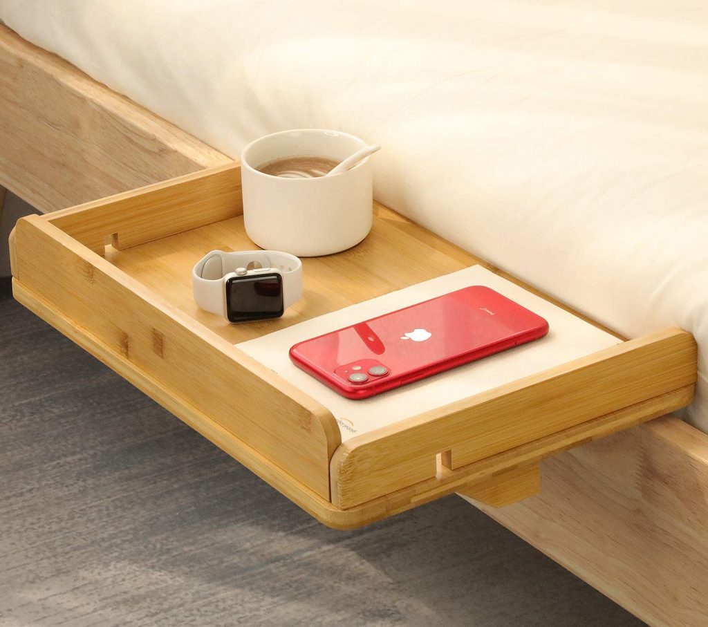  Amada Bedside Shelf for Bed with Cable Management & Cup Holder,