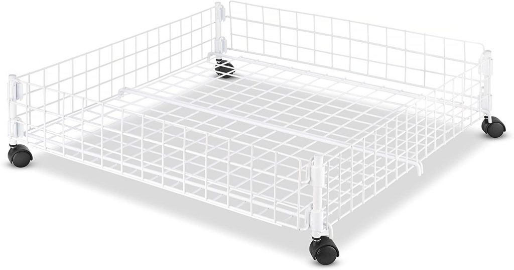  Whitmor Rolling White Wire Underbed Cart