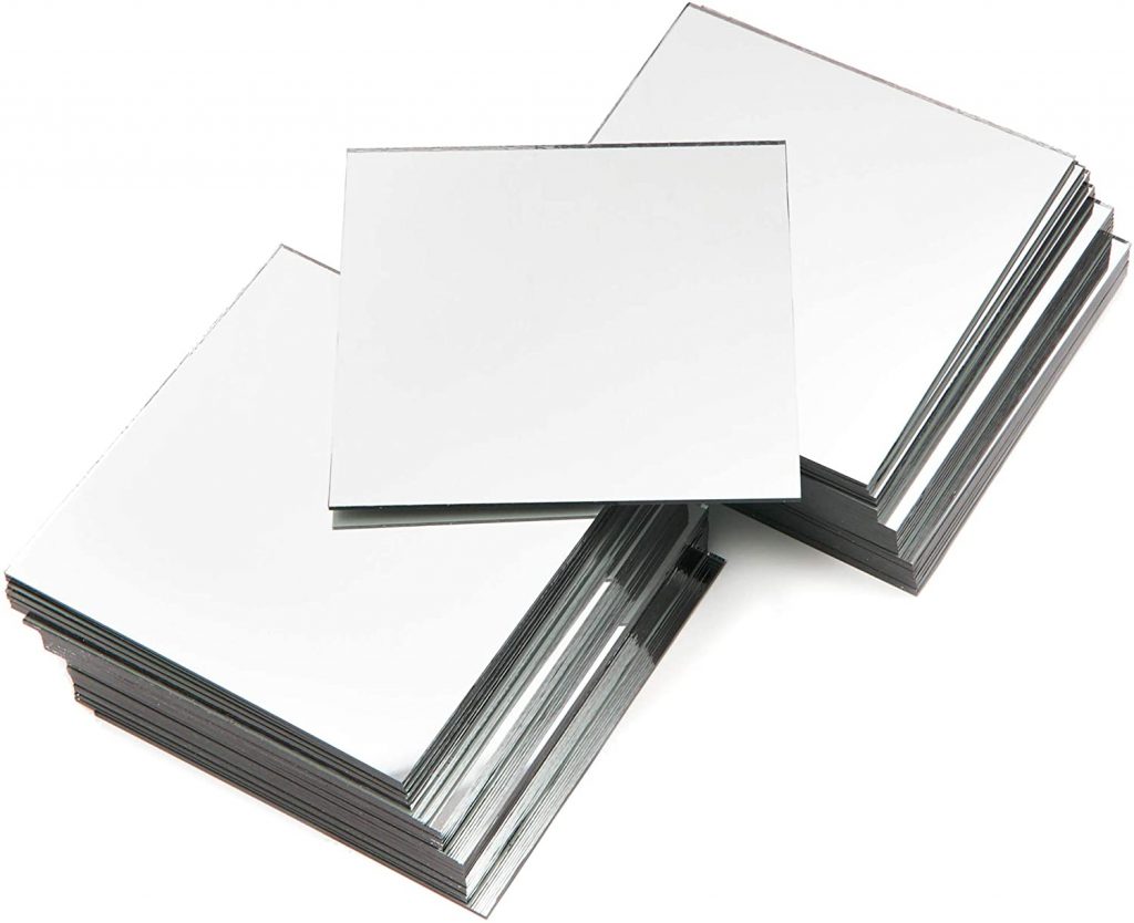 Square Glass Mirror Tiles for Crafts (4 in, 50 Pack)