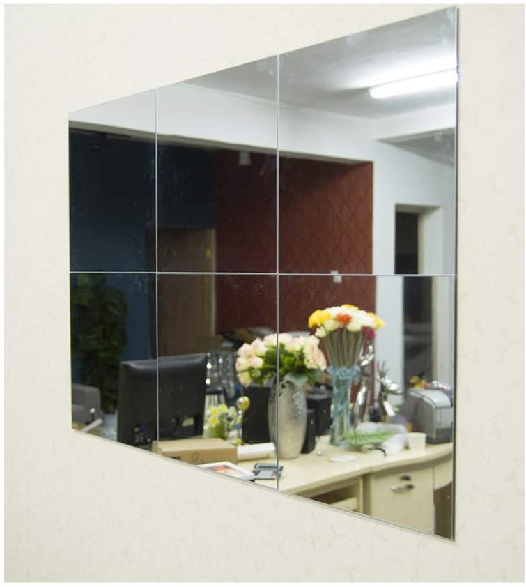  Alrens(TM) 30x30cm Silver 6 Pcs Squares Reflective Mirror Surface Creative Decor Art DIY 3D Acrylic Crystal Mirror Wall Sticker 