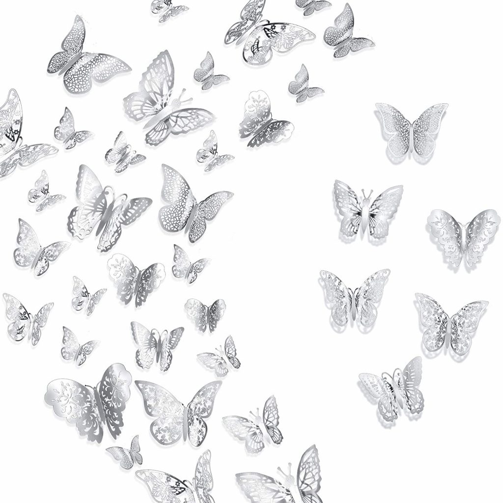  54 Pieces DIY Mirror 3D Butterfly Combination Decorations Stickers