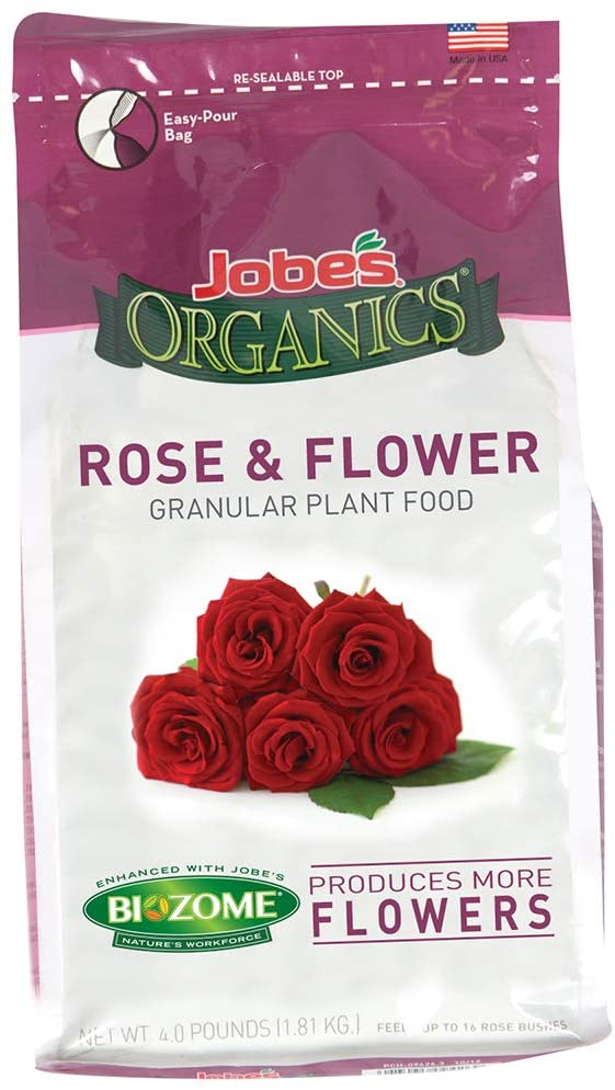  Jobe’s 09423 Organics Flower & Rose Granular Fertilizer with Biozome, 4 pound bag