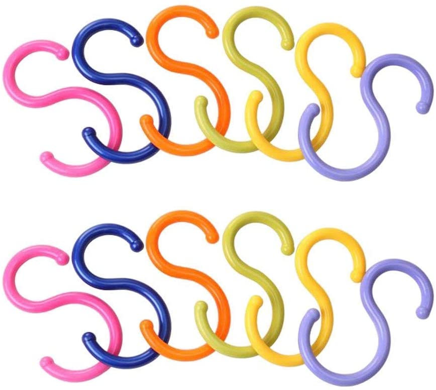  12pcs(2 Packs) S Shaped Colorded Plastic Hanging Hooks