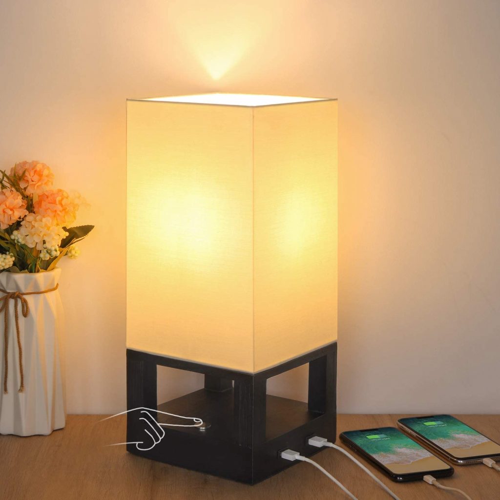  Bedside Touch Lamp with Dual USB Ports