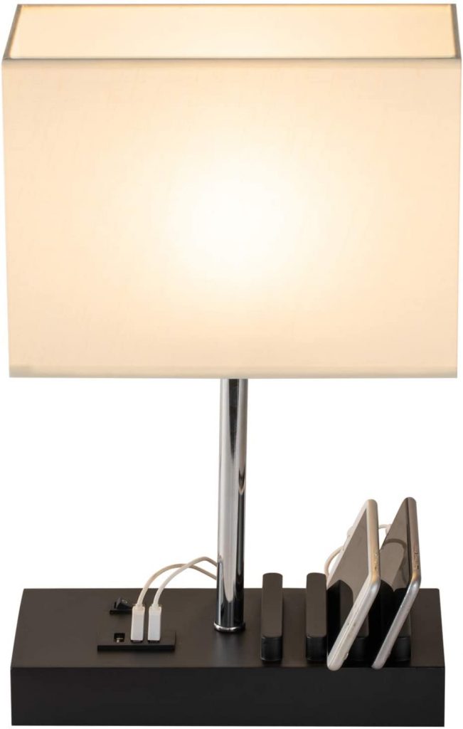  USB Table Lamp, Briever Multi-Functional Desk Lamp with 3 USB Charging Ports and Phone Charge Dock
