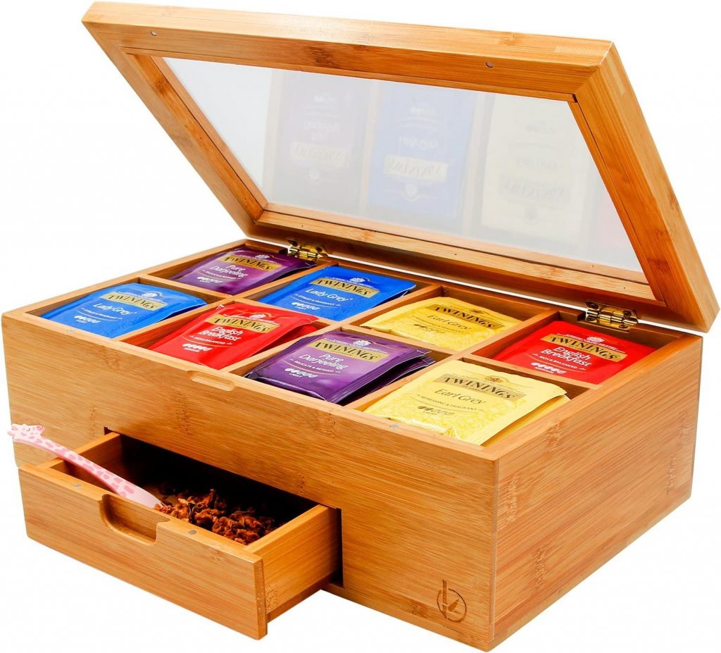 Ecbanli Bamboo Tea Box with Small Drawer