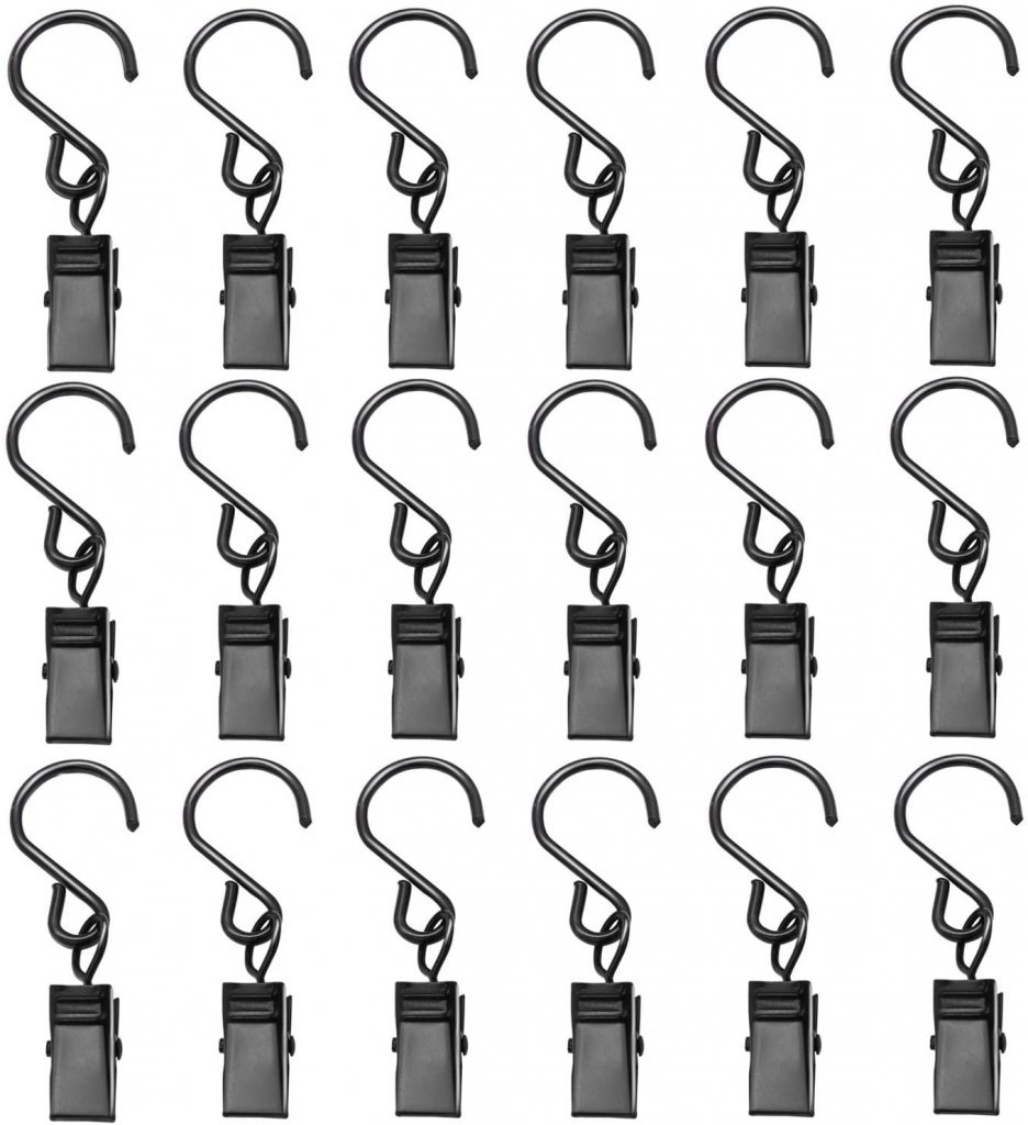  Esfun 50 Pack Black S Hanging Hooks with Clips