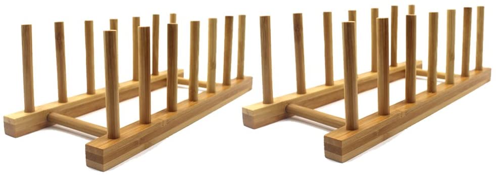  INNERNEED Bamboo Wooden Plate Racks Dish Stand