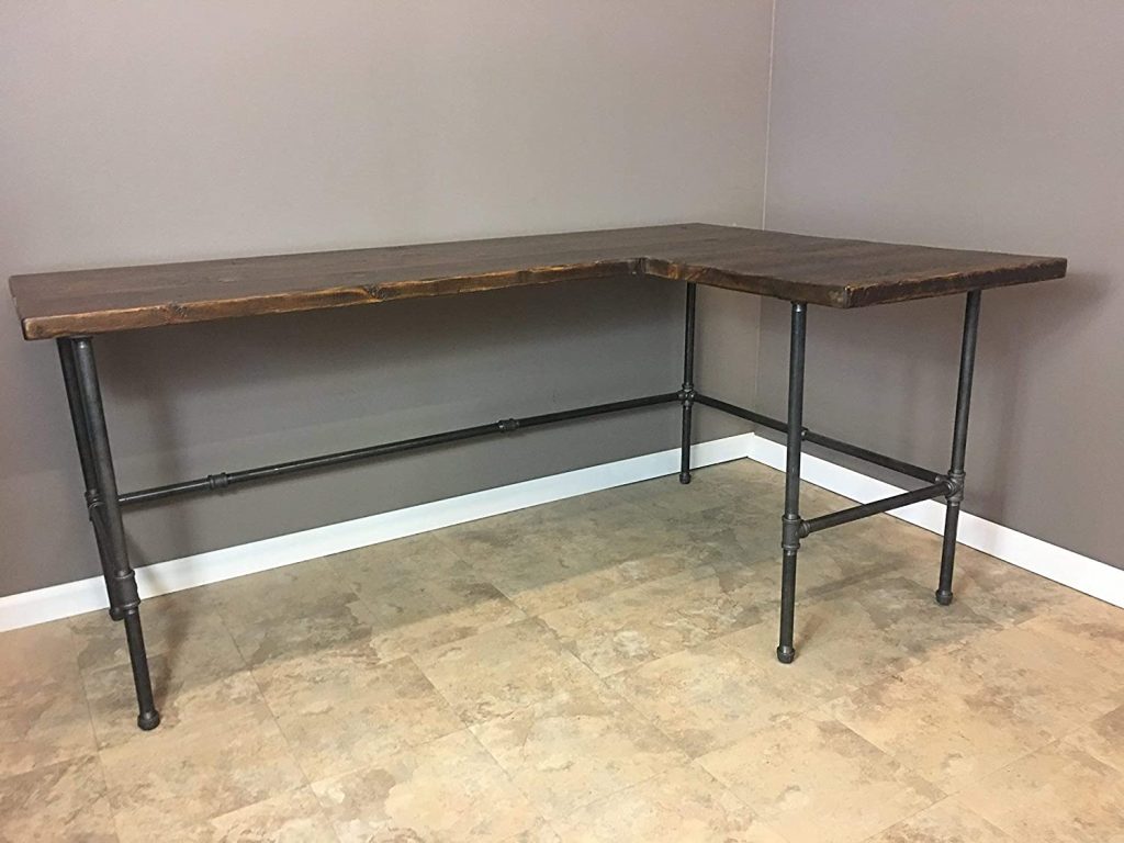  Modern Industry L Shape Reclaimed Wood Desk
