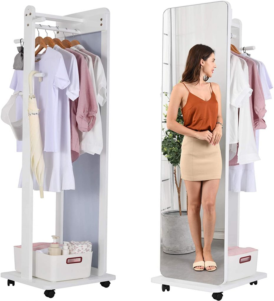 OUTDOOR DOIT Full Length Dressing Mirror with Clothes Valet Stand