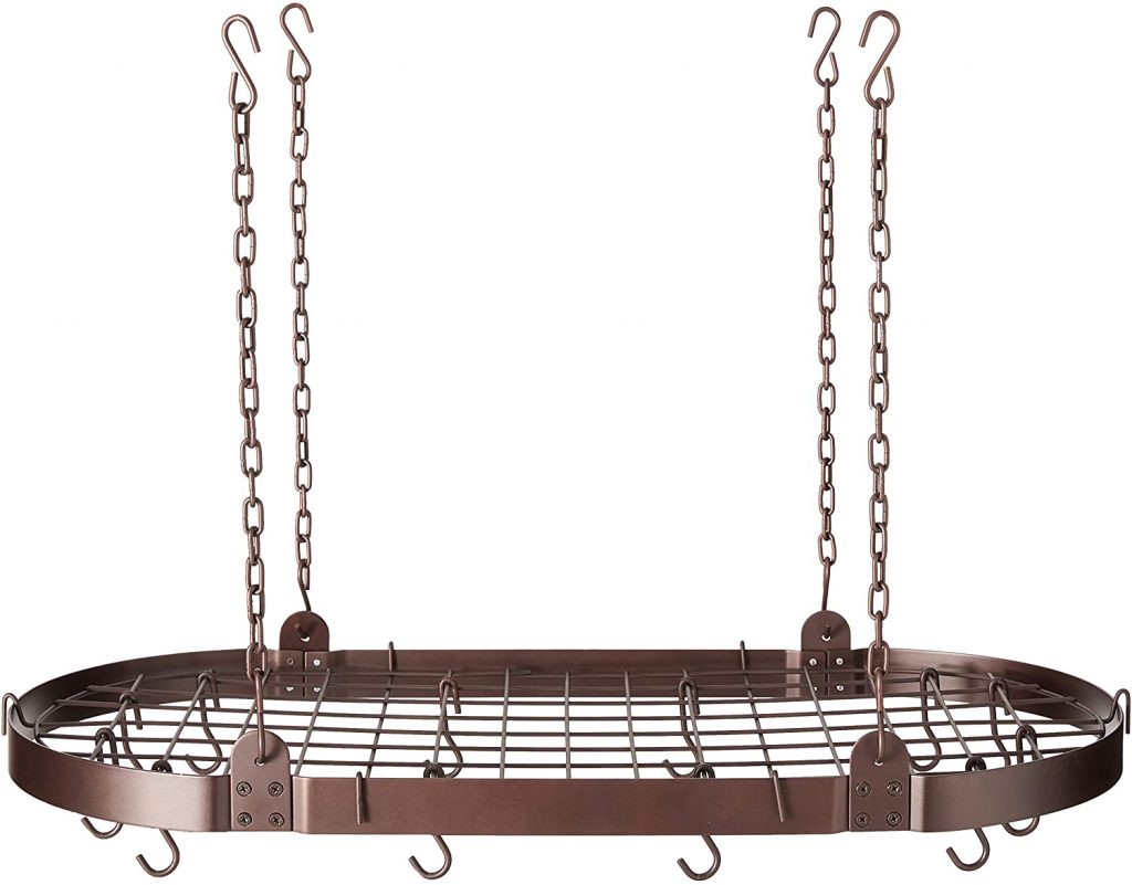  Medium Gauge Oval Hanging Pot Rack with Grid