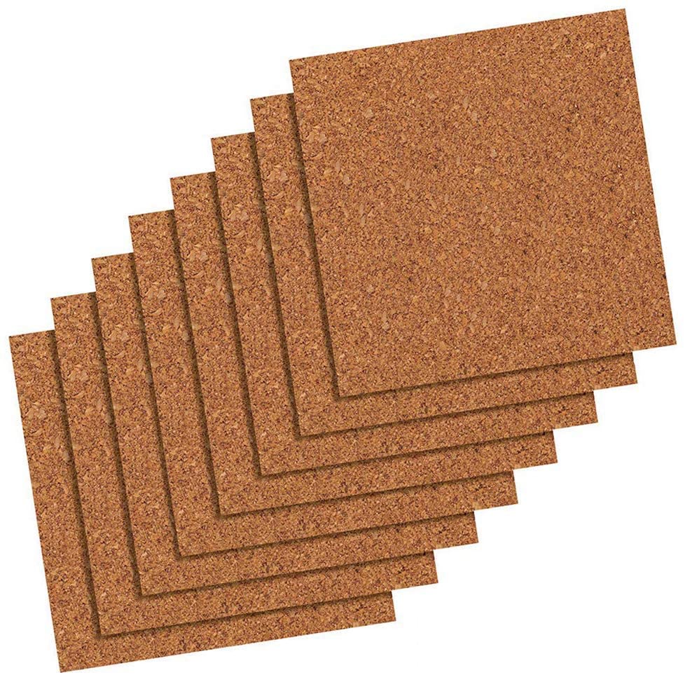 HB-life 10 Pack Self-Adhesive Cork Board Tiles Mini Wall Bulletin Board with 50 Multi-Color Push Pins 