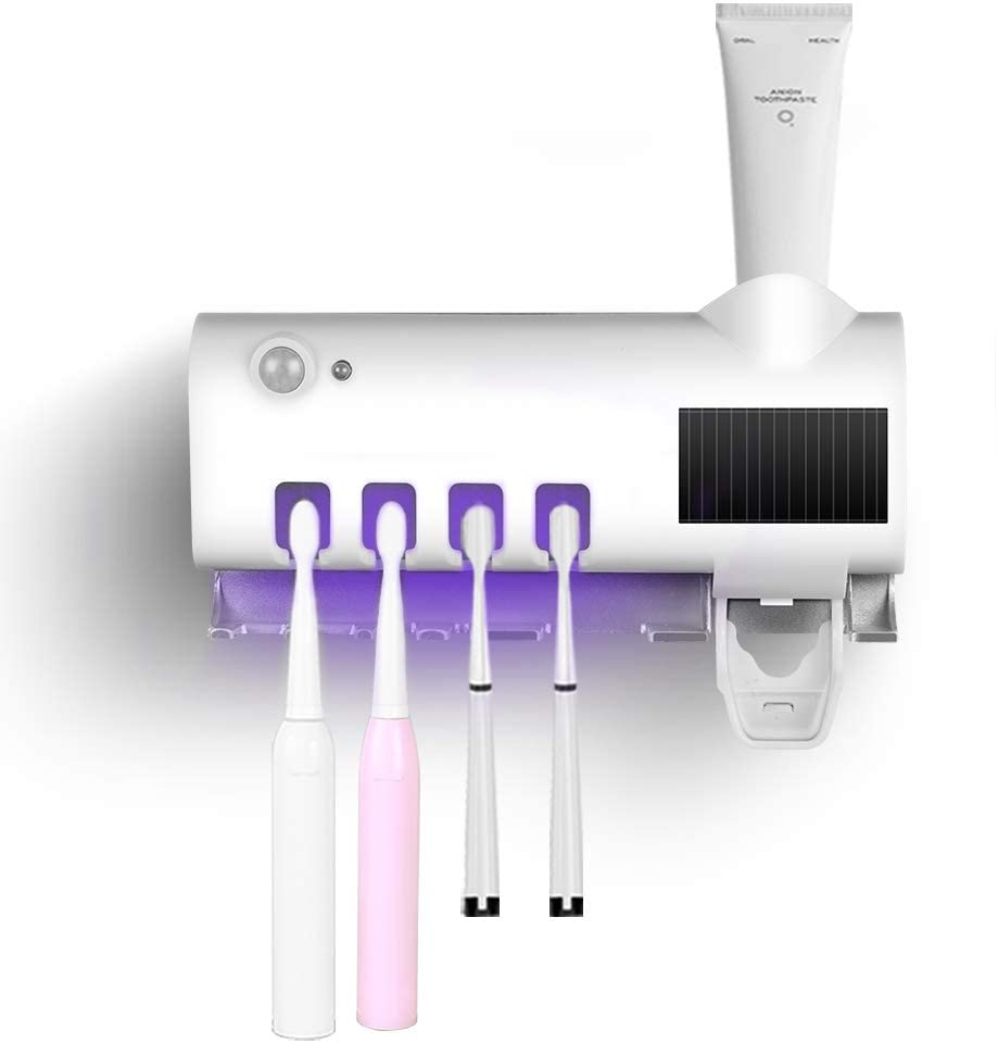 YUZE UV Storage Toothbrush Holder With Wall-Mounted Toothpaste Dispenser