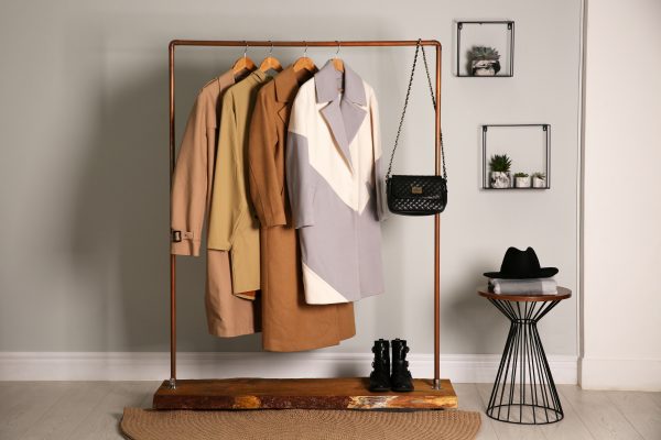Wooden Home Accessories for Coat Hat Clothes Hanger Dark Brown, 10 Vertical Household Round Base Clothes Hanger Tree Clothes Rack Stand 