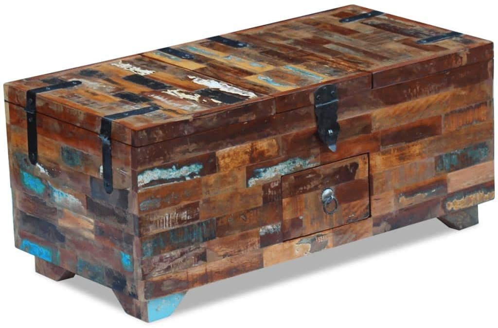  vidaXL Coffee Table Box Chest Solid Reclaimed Wood 31.5" Stand Couch Table