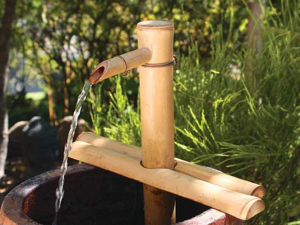 Bamboo Accents Water Fountain with Pump for Patio