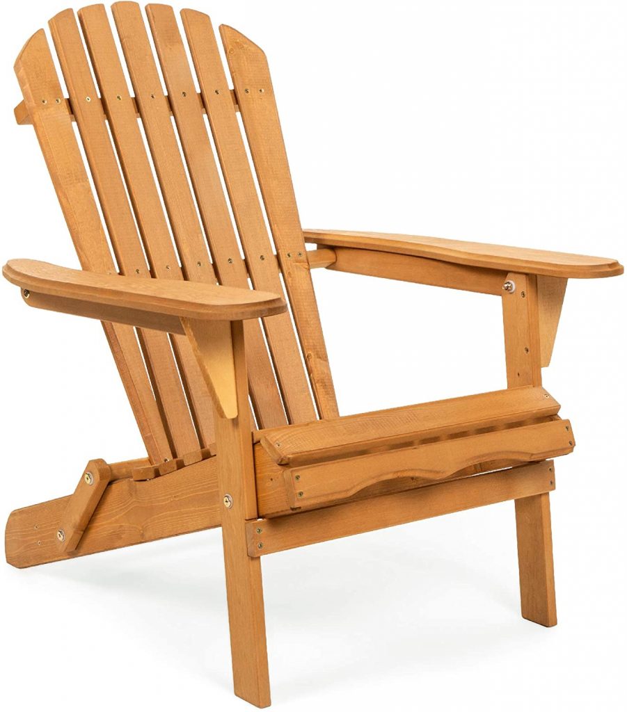 Best Choice Products Folding Wooden Adirondack Lounger Chair