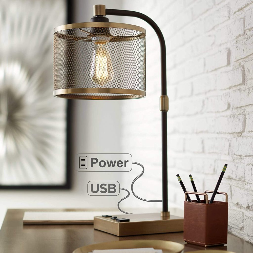 Brody Vintage Farmhouse Industrial Desk Lamp with USB 