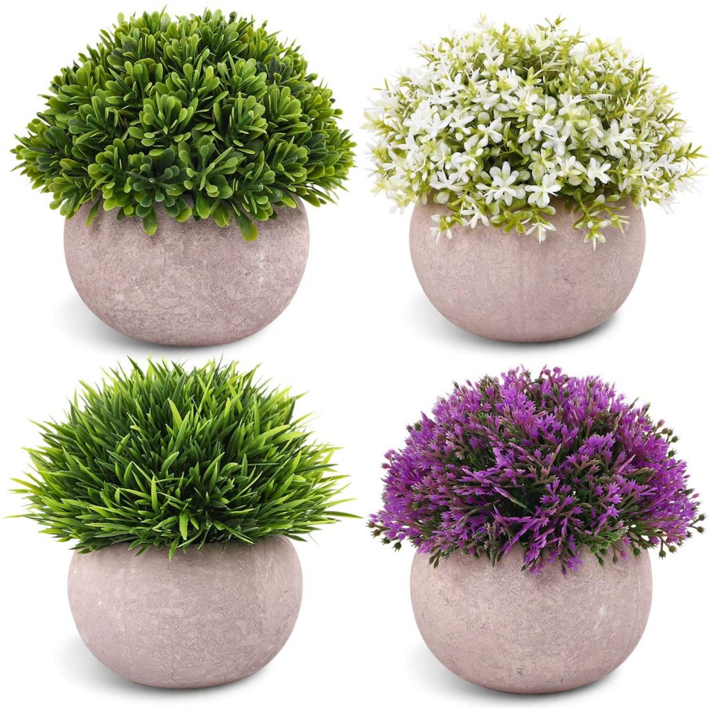  CEWOR 4 Packs Artificial Mini Potted Plants