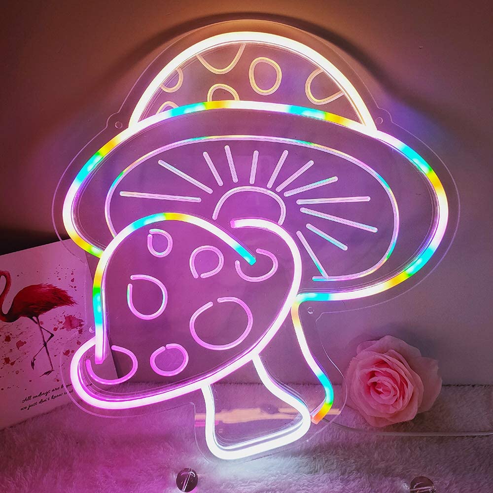 DIVATLA Mushroom Neon Sign with 3D Art