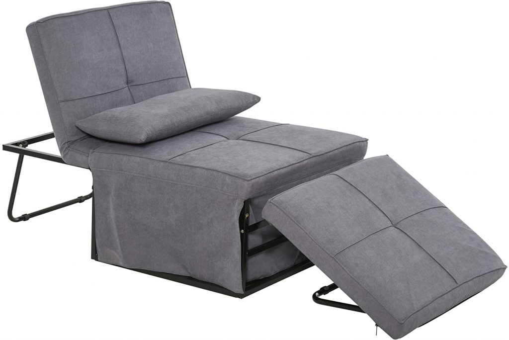 HOMCOM 4 in 1 Multi Function Folding Single Sofa Bed with Ottoman Sleeper