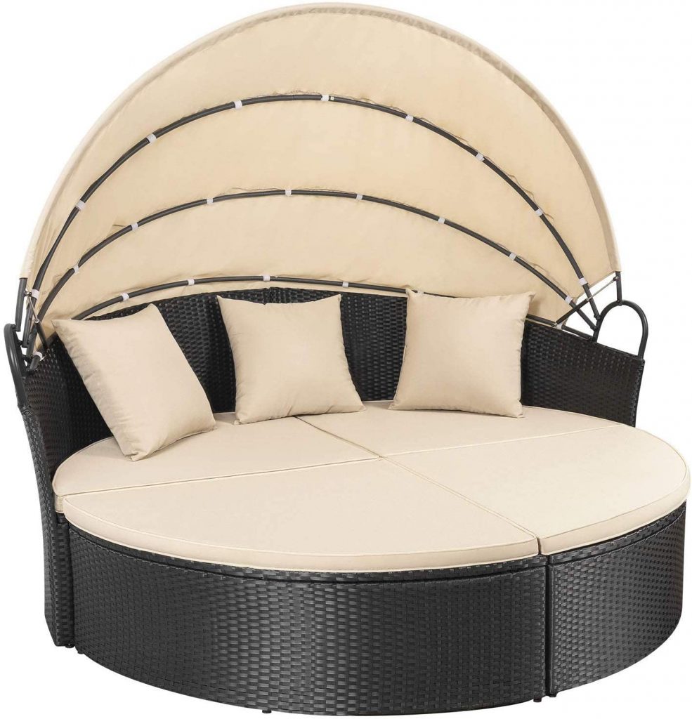  Homall Patio Furniture Outdoor Daybed with Retractable Canopy