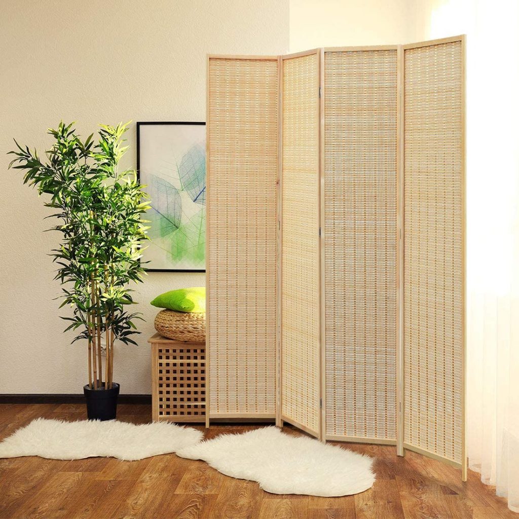 JOSTYLE Room Divider with Natural Bamboo 