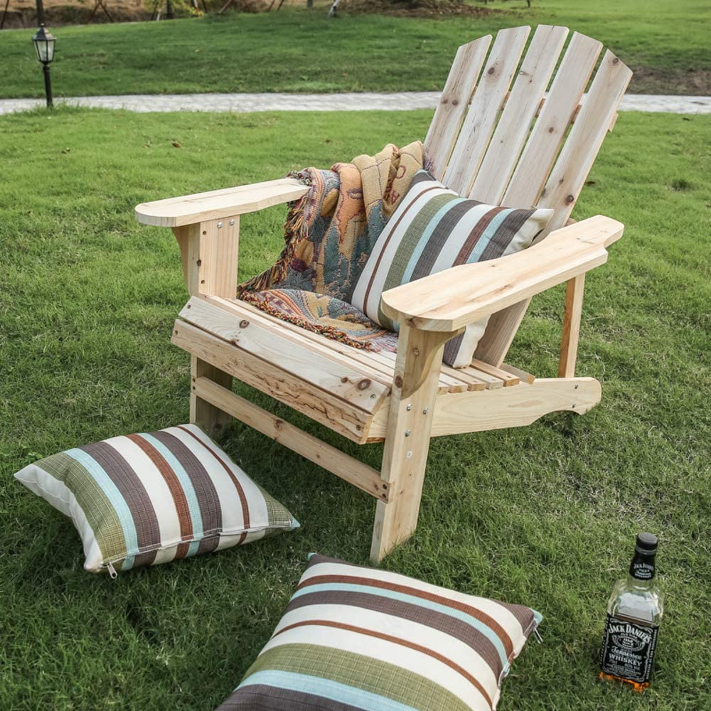  LOKATSE HOME Outdoor Wooden Adirondack Chairs Natural for Yard