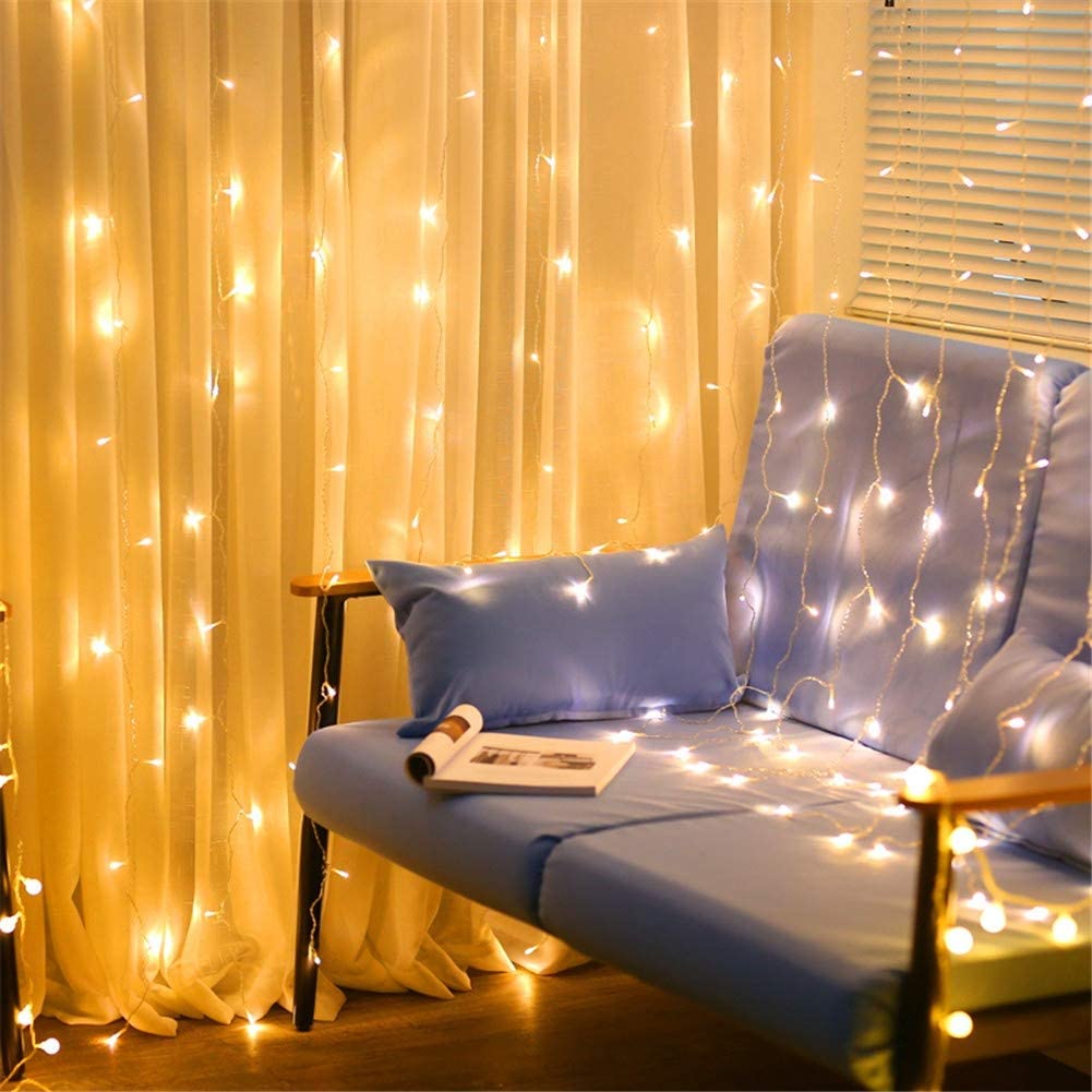 LED Curtain string lights with 8 modes