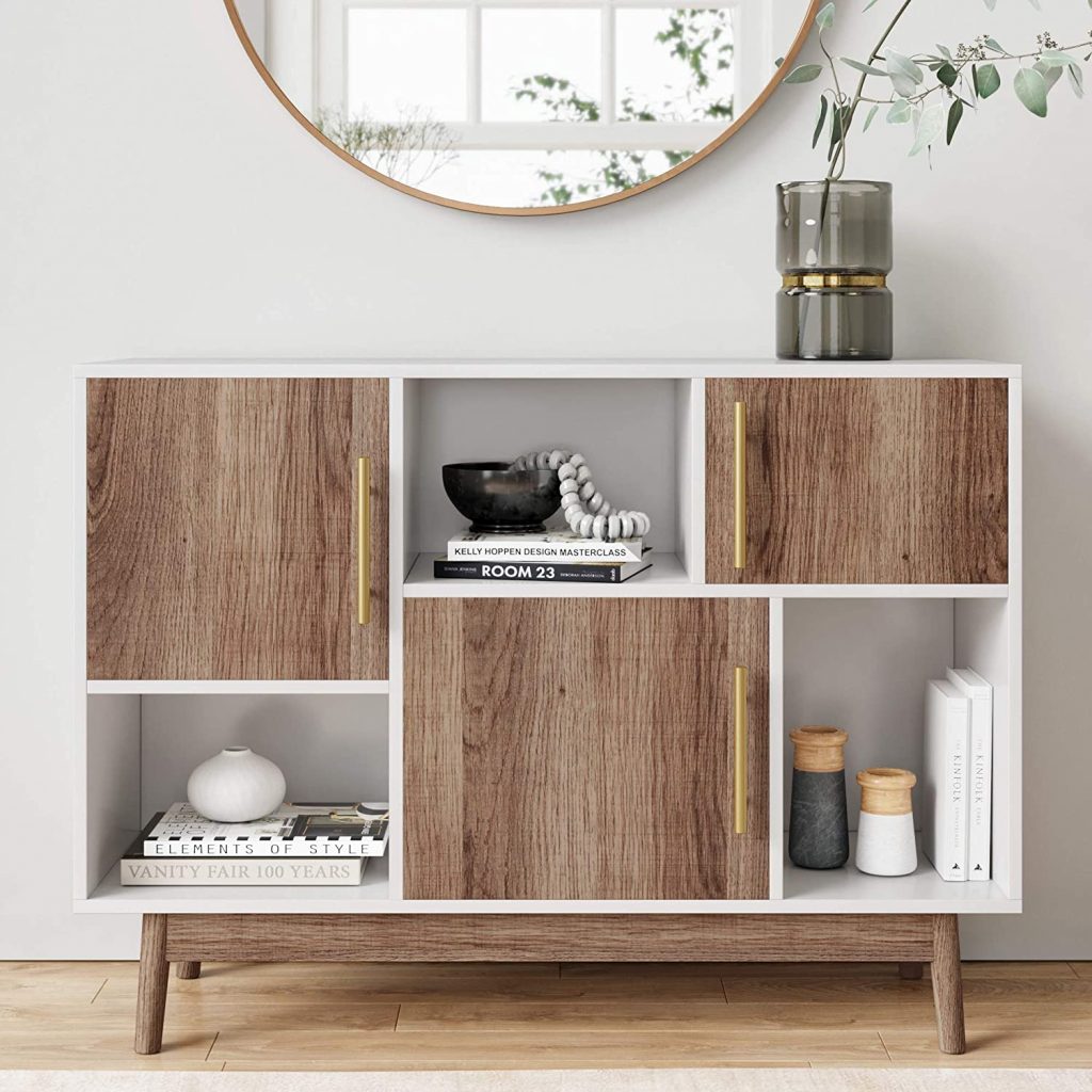Nathan James Ellipse Multipurpose Storage Cabinet with Display Shelves and Doors