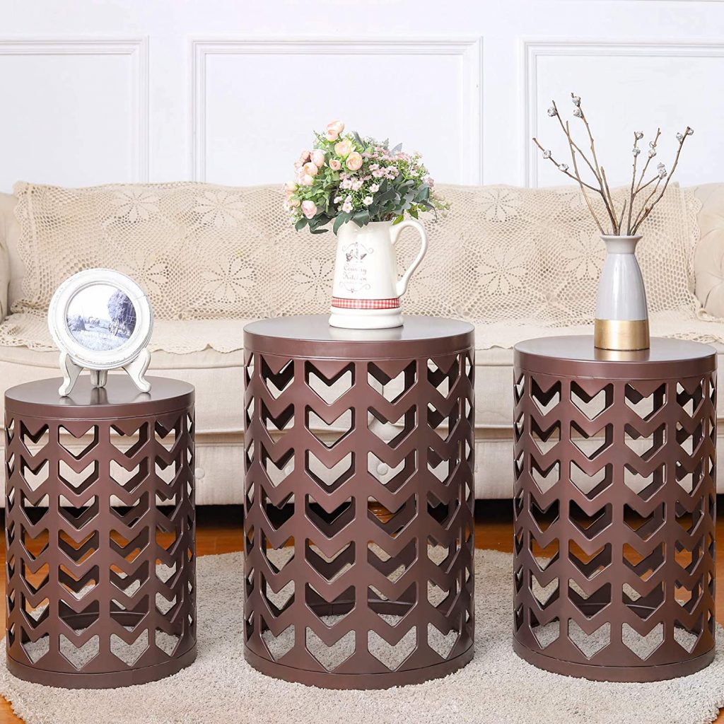  Set of 3 Round Heavy-Duty Side Table End Table