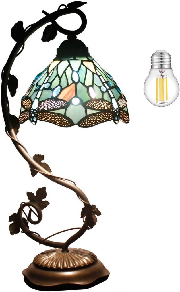  Tiffany Bankers Lamp LED Bulb Included W8H22 Inch Stained Glass Table Desk