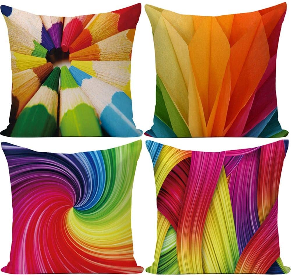 Wilproo 18 x 18 inches Rainbow Colorful Cushion