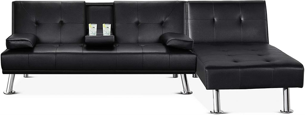  YAHEETECH Faux Leather Sectional Sofa Couch 