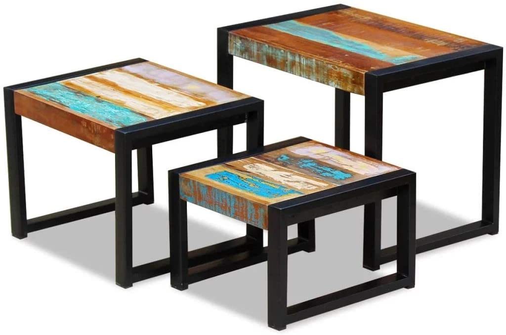 vidaXL Solid Reclaimed Wood Nesting Coffee Table