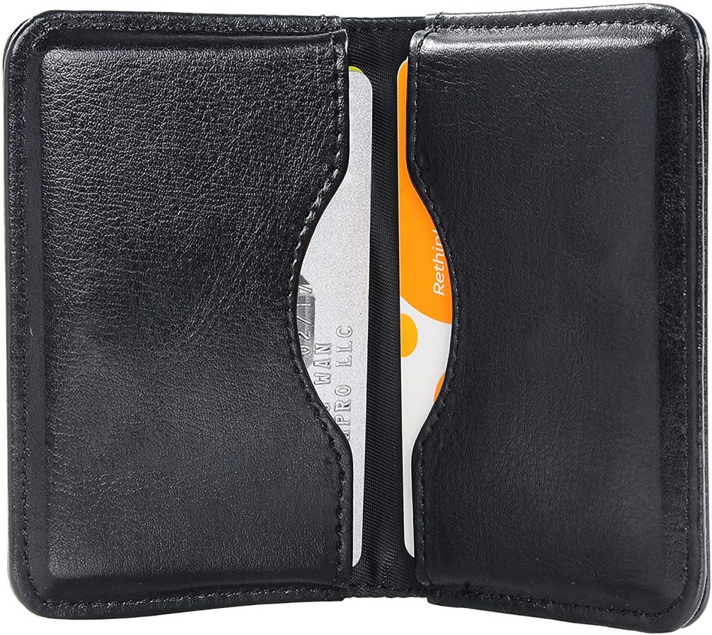 Business Card Holder, Wisdompro 2-Sided PU Leather Folio Name Card Holder