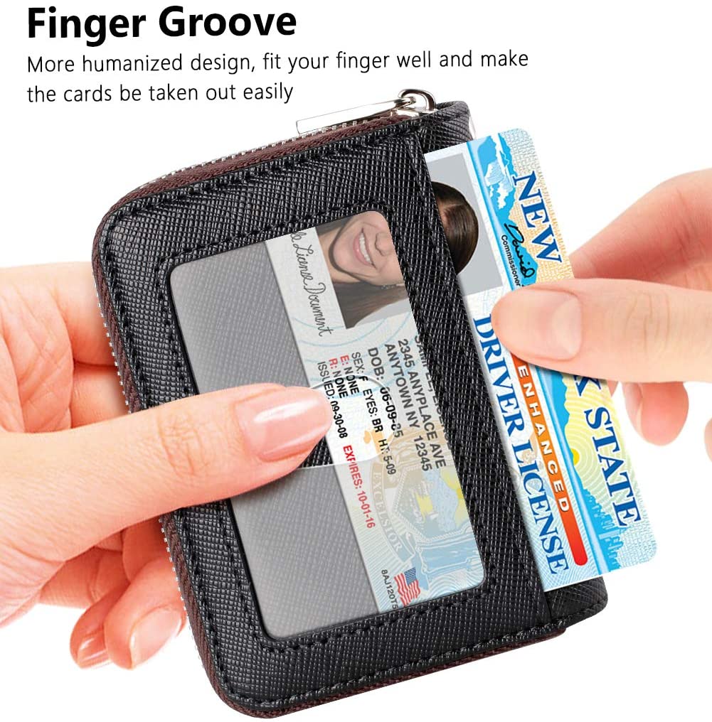 RFID Zip Around  Leather Business Card ID Credit card picture case 30 card slots 