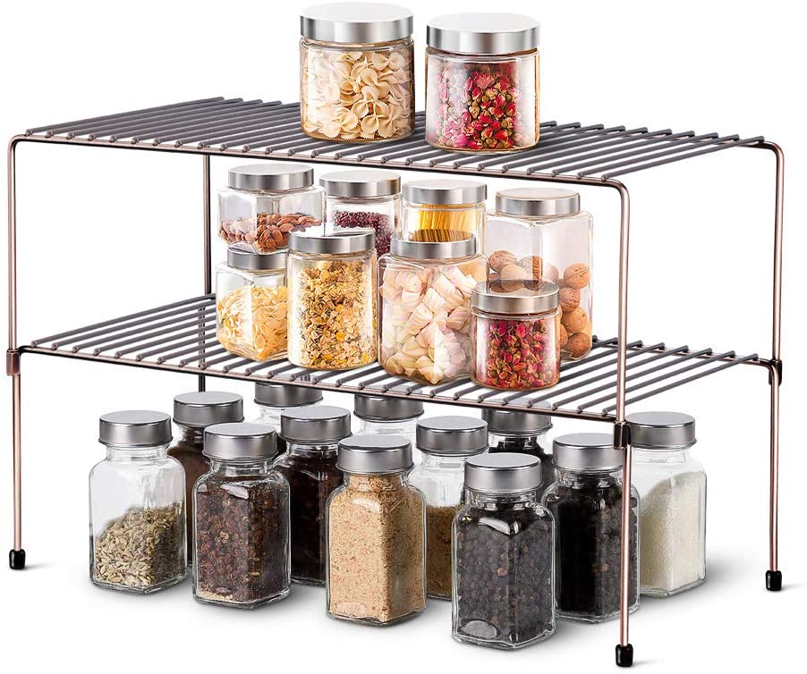 WOSOVO Expandable Stackable Cabinet Shelf Kitchen Counter Rack