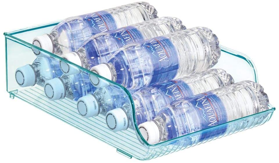 mDesign Wide Plastic Kitchen Water Bottle Storage Organizer Tray Rack