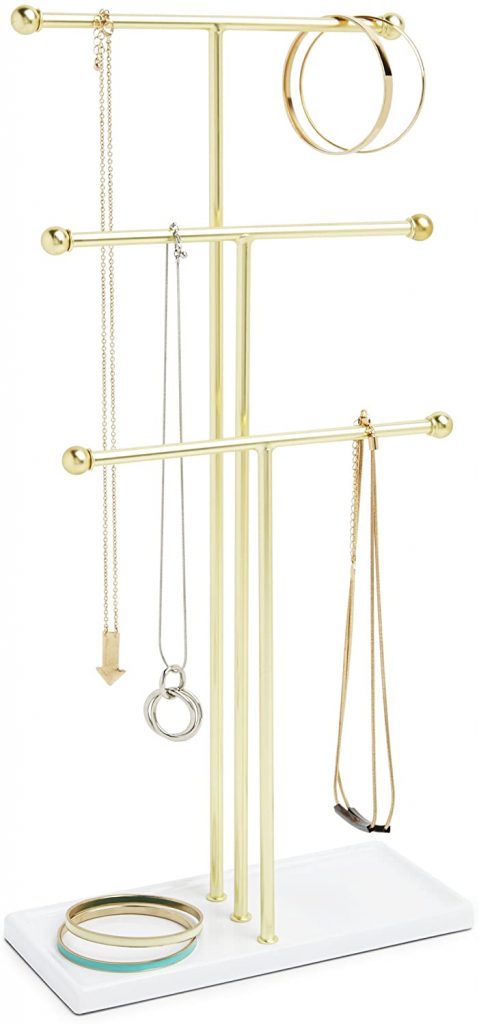 Ogrmar Glass lid 20 Hooks Necklace Tray Jewelry Organizer Necklace Showcase Storage Boxes Necklace 