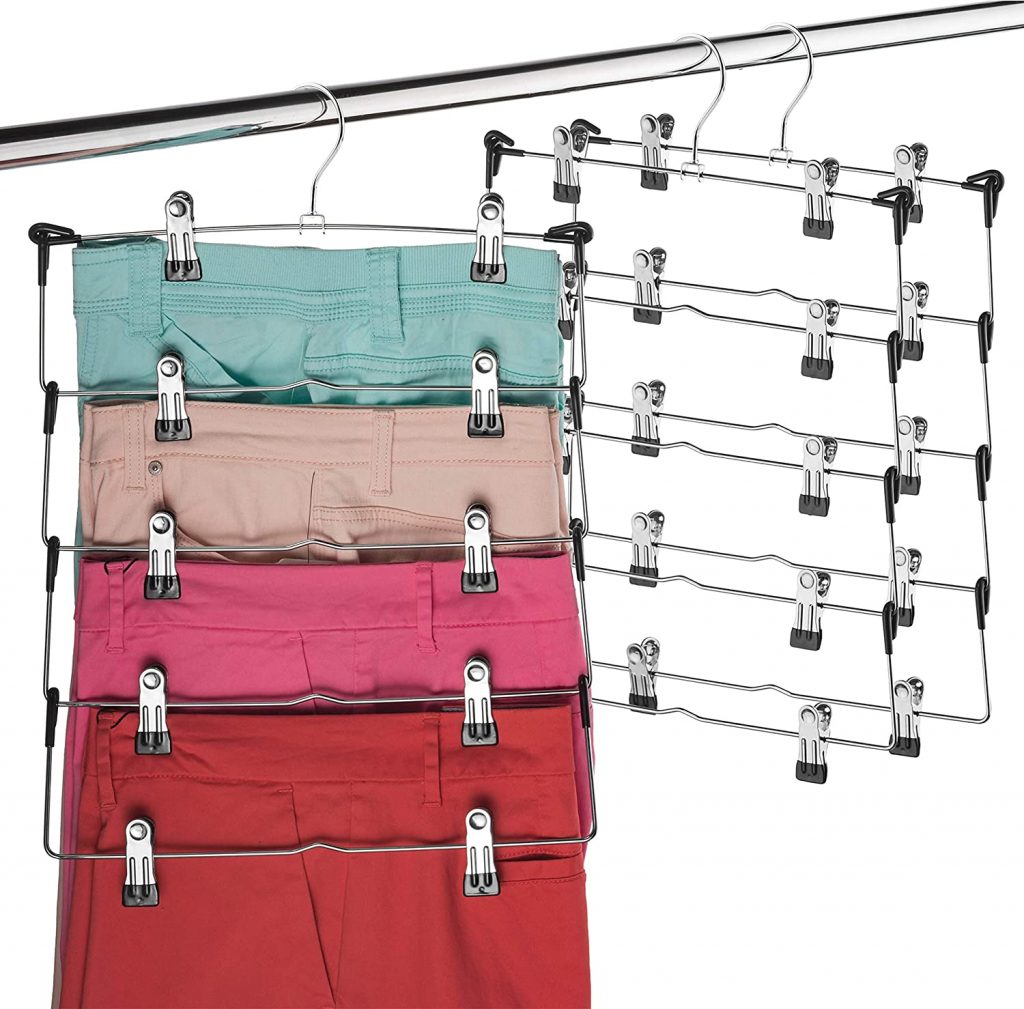 Space Saving 5 Tier Skirt Hanger with Clips