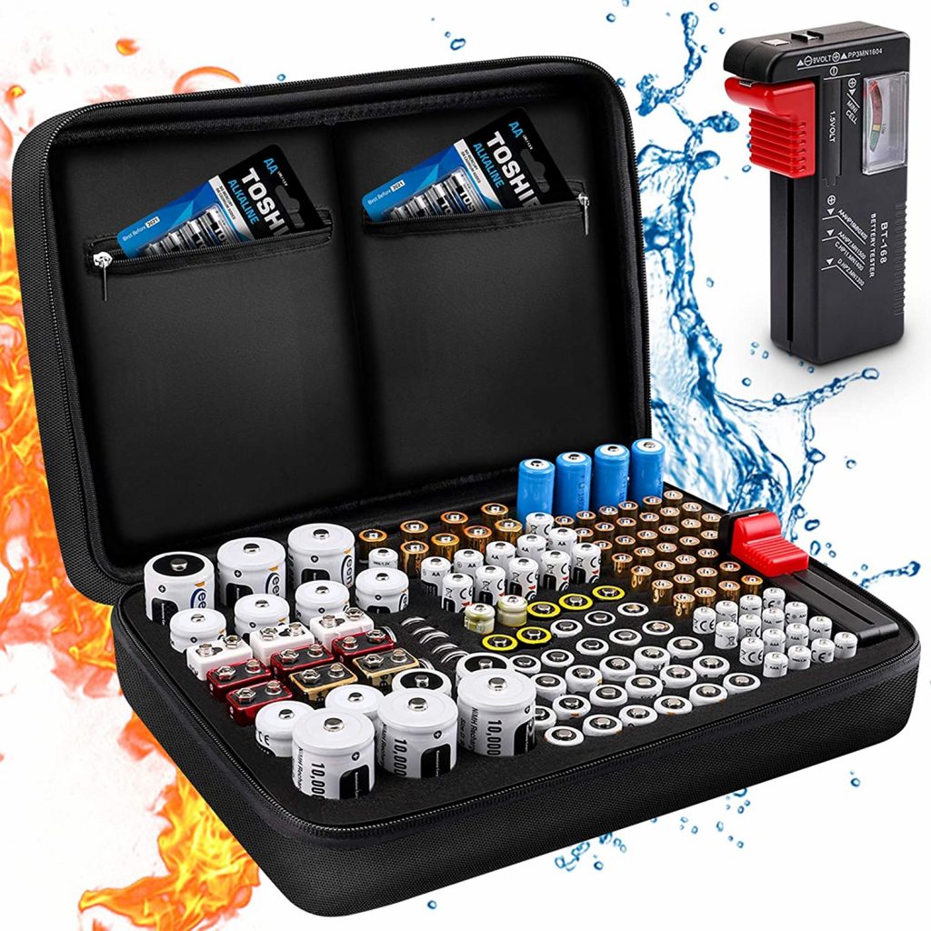 Battery Organiser Storage Box Holds 172 Batteries,Tamfile Fireproof and 