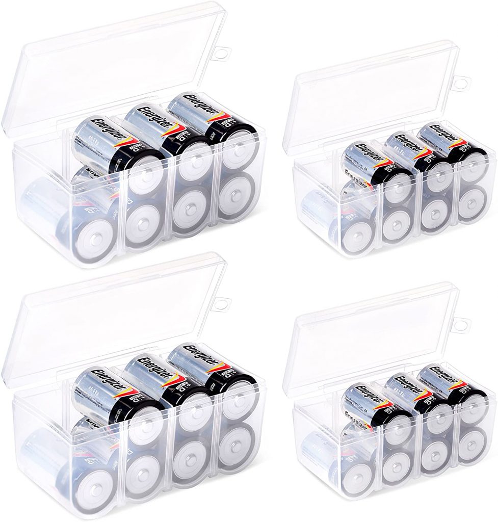 Fielect 1Pcs Multipurpose Battery Storage Box Organizer Battery Storage Holder Case Transparent Plastic for 26650 Battery 