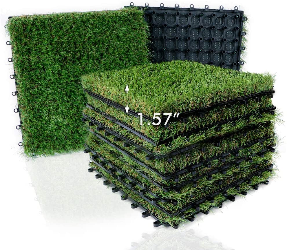 Artificial Grass Turf Interlocking Deck Tiles