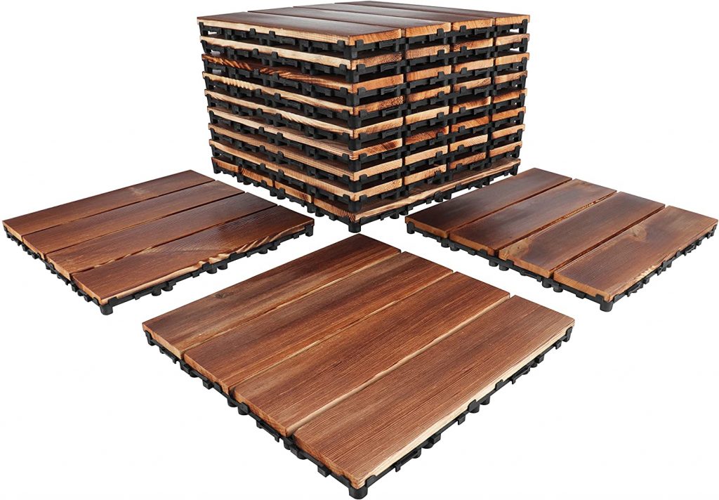 GOLENER Wood Interlocking Floor Tiles