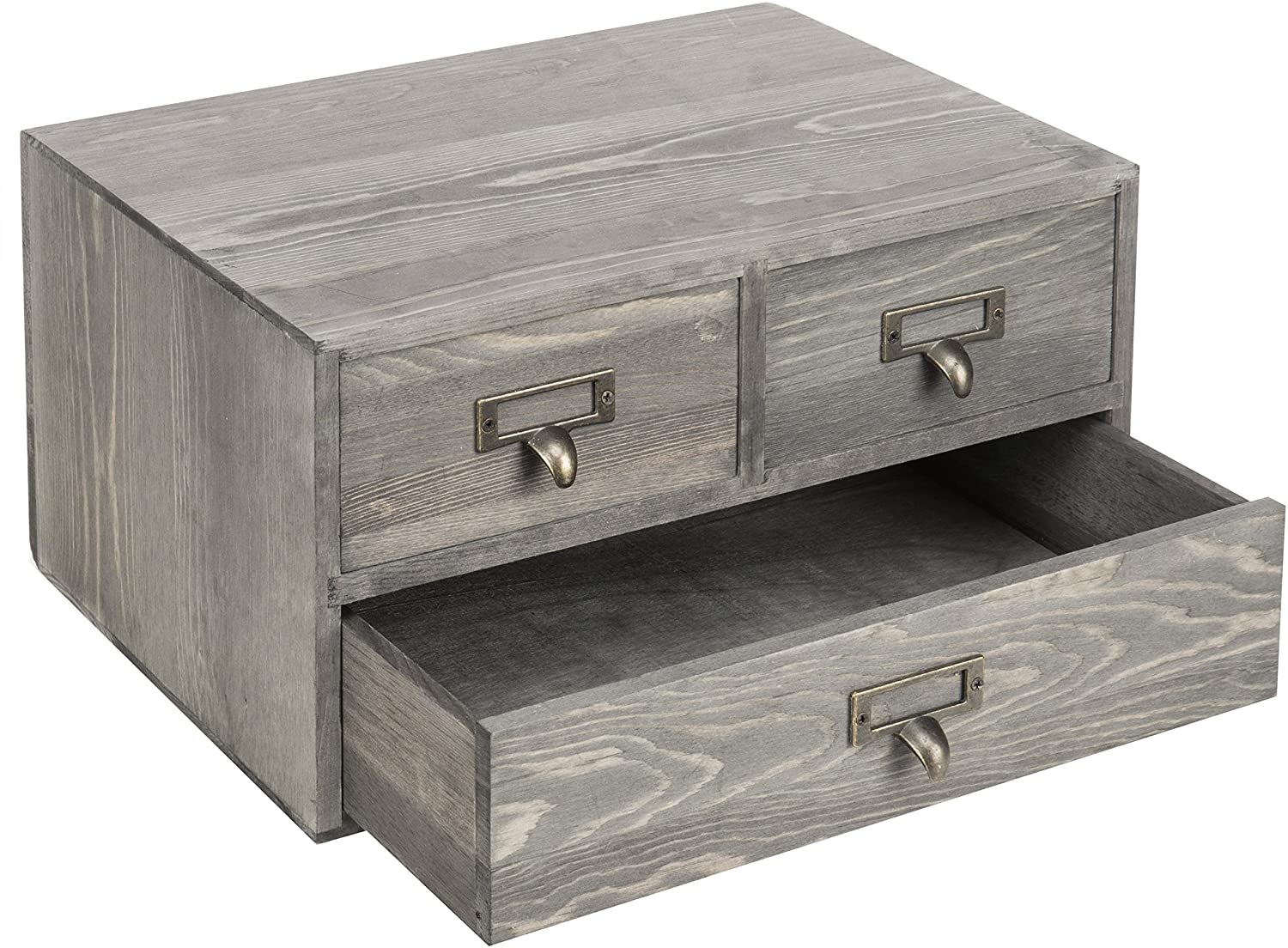 MyGift Rustic Gray Wooden 3-Drawer Desktop Small Wooden Cabinet With Drawers