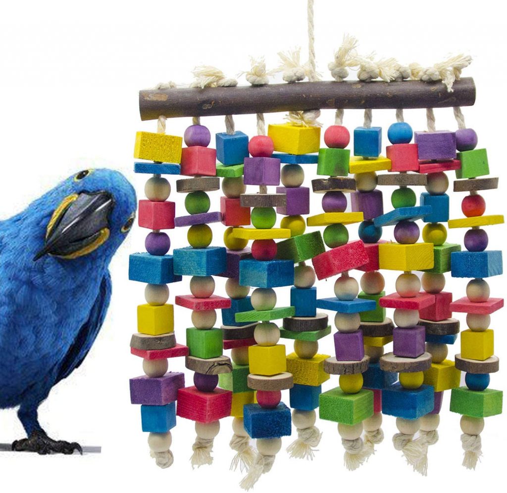 Funny Parrot Toy Colored Loofah Scratching Bite Paw Sponge Pet Swing Chew Bird 