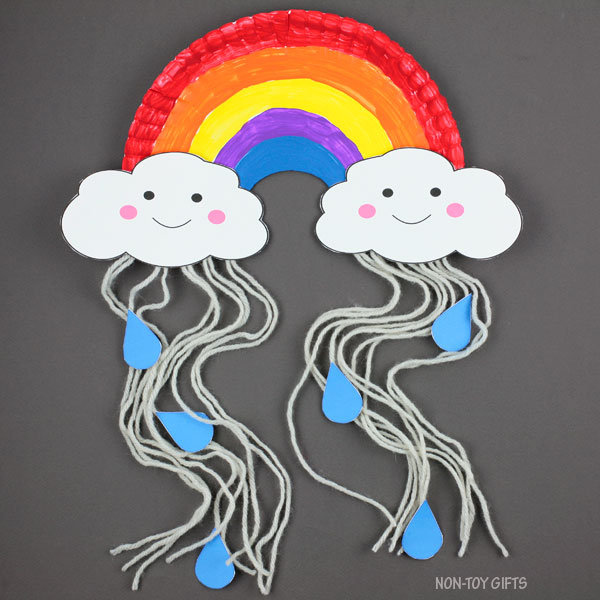 Paper Plate Rainbow Cloud Craft